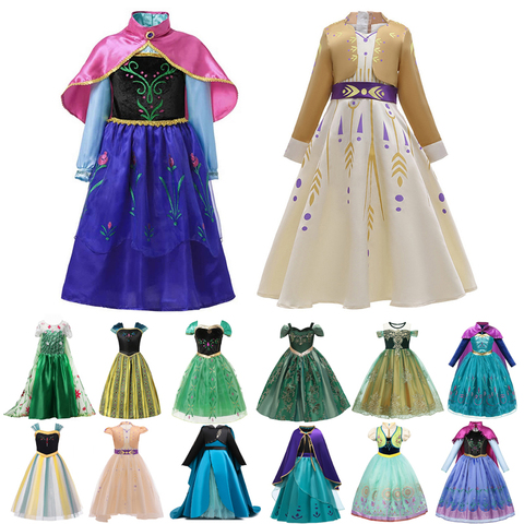 Vestidos de Anna y Elsa para niñas, disfraz de Halloween, Carnaval, Navidad, niños, ropa de princesa, Blancanieves, boda, vestido de noche ► Foto 1/6