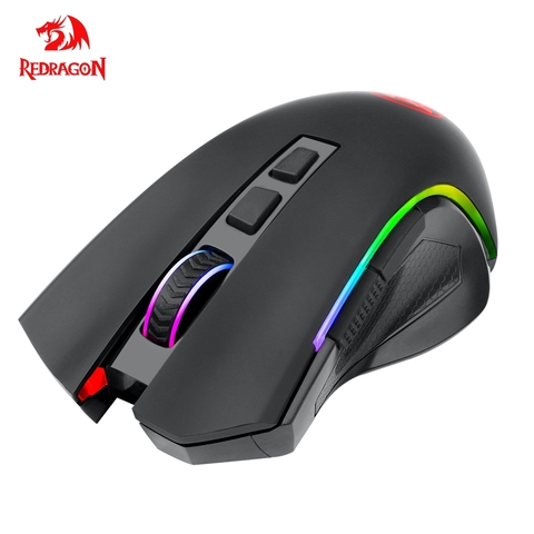 Redragon-ratón inalámbrico para juegos Griffin M602 KS RGB, periférico con cable, 8000 DPI, 8 Botones programables, ergonómico, para ordenador portátil ► Foto 1/6