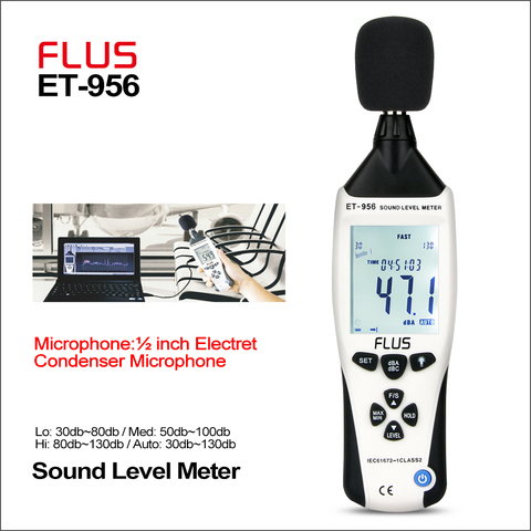 FLUS-medidor de nivel de sonido profesional, Sonometros, nivel de Audio de ruido 30-130dB, Cable USB, medidor de decibelios ► Foto 1/6