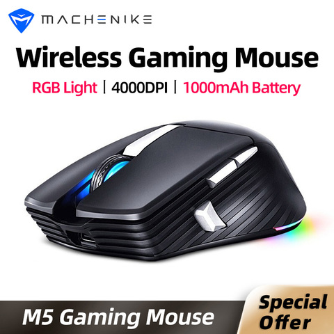 Machenike-ratón inalámbrico M531 para juegos, Mouse ergonómico inalámbrico de 2,4 GHz, 4000 DPI, RGB, programable, PAW3220 ► Foto 1/6