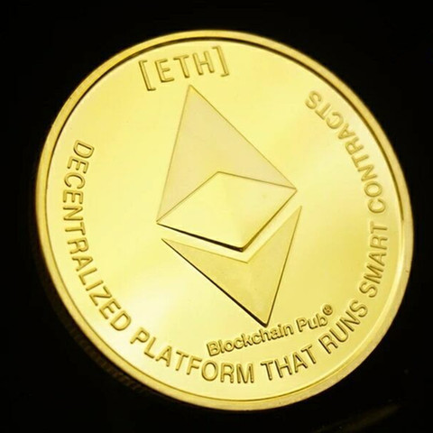 Creativo Ethereum moneda recuerdo bañado en Oro coleccionable gran regalo colección de arte Ethereum moneda conmemorativa física ► Foto 1/6