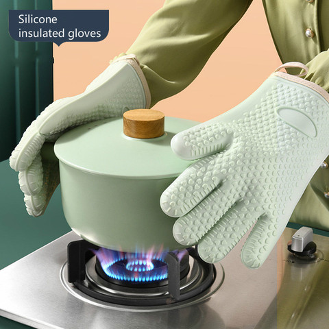 Guantes aislantes de silicona para cocina, manoplas antideslizantes de alta temperatura, resistentes al calor, para hornear, microondas y resistentes al calor ► Foto 1/6