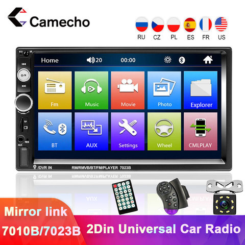 Camecho Radio de coche Universal 2 Din 7 pulgadas de Audio estéreo de Radio HD pantalla táctil del coche de Video Multimedia MP5 Player FM/USB/AUX Cámara ► Foto 1/6