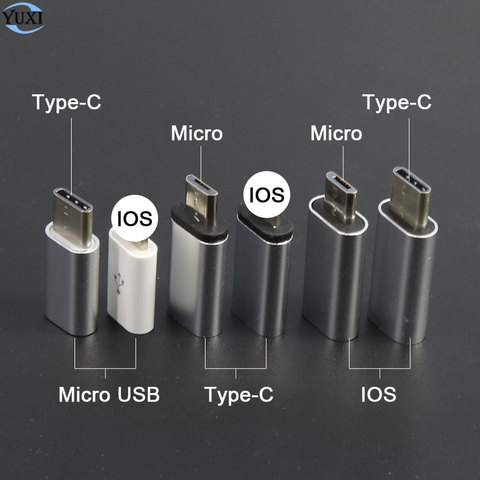 Cable de carga de datos plateado, Adaptador convertidor para IOS/Android, Micro USB tipo C a USB 3,0, USB-C ► Foto 1/6