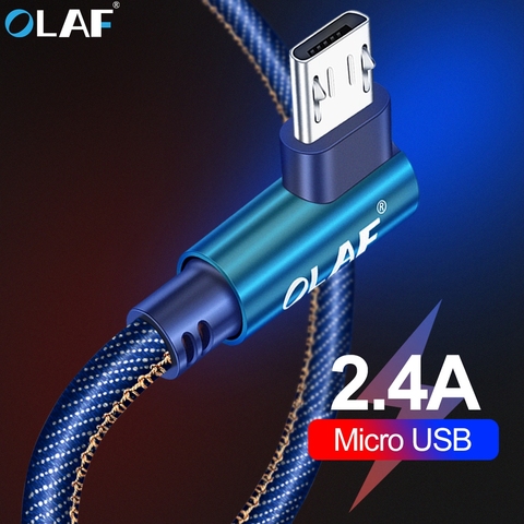 OLAF-Cable Micro USB de 90 grados, cable de carga rápida de 2m para teléfono Samsung, Xiaomi, Huawei ► Foto 1/6