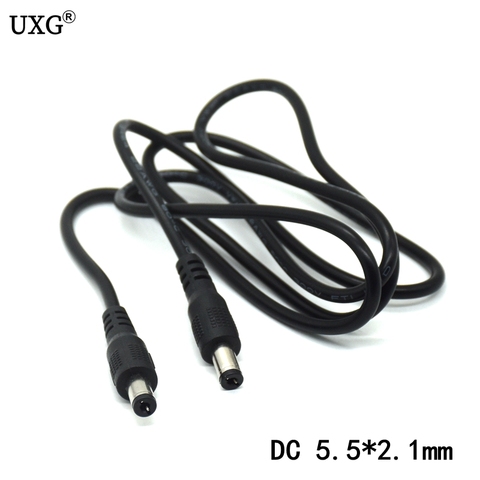 Conector de alimentación CC de 1M, 5,5x2,1mm, 5,5x2,5mm, extensión de Cable, Cable negro macho a macho para cargador de coche LED o CCTV ► Foto 1/5