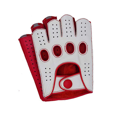 Guantes de cuero para hombre de alta calidad para conducir sin forro 100% piel de cabra GUANTES DE mitad sin dedos, guantes para ejercicios para manopla masculina ► Foto 1/6