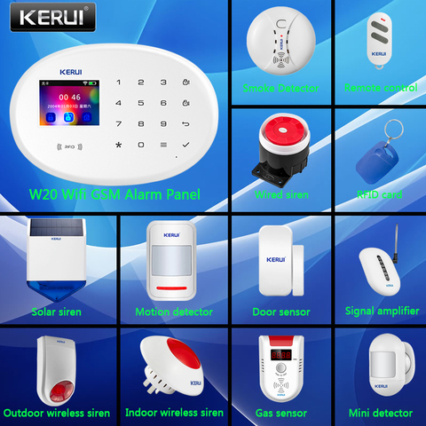 KERUI-sistema de alarma de seguridad W20, Control inteligente del hogar, WIFI, GSM, con Panel táctil TFT de 2,4 pulgadas, APP, Sensor inalámbrico, Kit DIY ► Foto 1/6