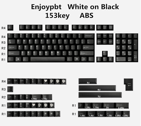 Enjoypbt-teclas blancas sobre negras, material ABS de 153 teclas, apto para la mayoría de Teclados mecánicos ► Foto 1/6