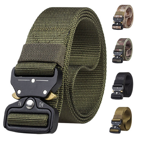 Cinturón táctico ajustable para hombre, cinturón de nailon de liberación rápida, cinturones de cintura del ejército militar con hebilla de Metal, accesorios de caza al aire libre ► Foto 1/6