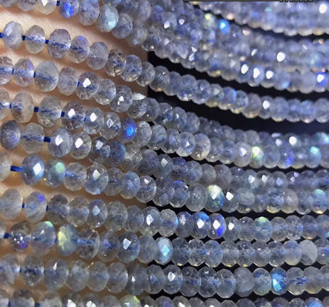 AAAAA-abalorios sueltos facetados para fabricación de joyas, Arco Iris negro, labradorita, redonda, 3/4/6mm, 14 pulgadas, FPPJ ► Foto 1/3