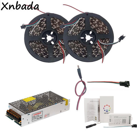 5m 10m 15m 20m WS2812B WS2812 30Leds/m 60Leds/m Led RGB tira de SP108E WIFI RGB Led controlador DC5V adaptador de fuente de alimentación, Kit ► Foto 1/5