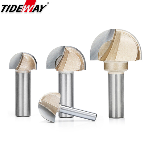 Tideway de madera redonda Cove poco de carburo de tungsteno de grado profesional Router Bits para madera 1/2 de 1/4 pulgadas cortador rotatorio de metales de vástago ► Foto 1/6