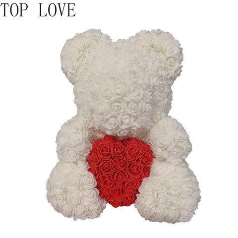 Caja de oso de espuma en forma de corazón de 25/40cm, osito de peluche de PE rosa, regalo de flor artificial para novia, regalo para la madre y la esposa, para el Día de San Valentín ► Foto 1/6