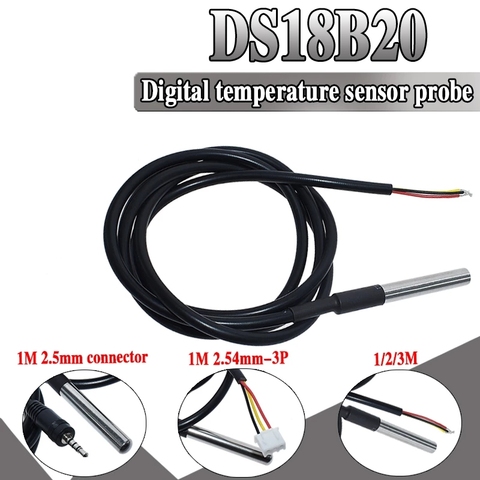 1 piezas DS1820 Paquete de acero inoxidable impermeable DS18b20 sensor de temperatura 18B20 para Arduino ► Foto 1/6