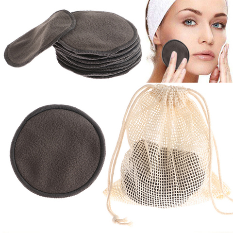 Almohadillas eliminadoras de maquillaje, herramienta de limpieza reutilizable de algodón y fibra de bambú, lavable, cuidado de la piel Facial, almohadilla de rondas de lactancia, 12 Uds. ► Foto 1/6