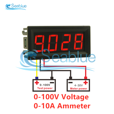 Voltímetro Digital de 0,56 pulgadas, amperímetro, Detector de corriente de voltaje, CC 0-100V 0-10A LED, 4 Bits, probador de corriente de voltaje móvil para coche ► Foto 1/6