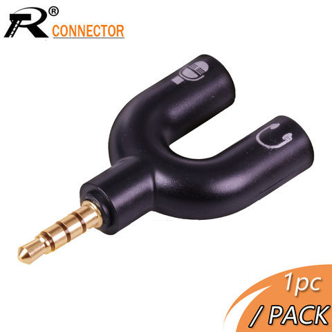 1PC de oro U tipo de adaptador Dual 3,5 MM conector de auriculares de Audio separador de Cables micrófono 2 en 1 Conector giratorio para auriculares, etc ► Foto 1/6