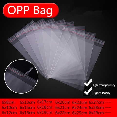 Bolsa de plástico Opp sellada transparente, 100 uds./4 tamaños, bolsita de regalo, pequeña bolsa de embalaje para joyería de boda ► Foto 1/6