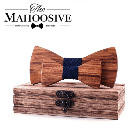 Corbata de lazo de madera clásica para chico, pajarita de madera de cebra a la moda para niños y niñas ► Foto 1/6