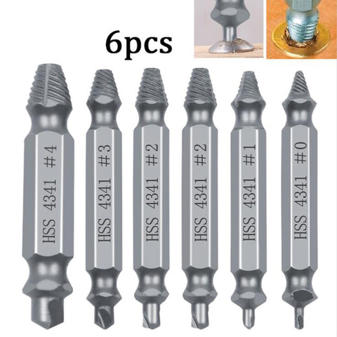 Extractor de tornillos de 6cps/Set HSS, juego de guías de broca dañadas, fácil de quitar, perno, herramientas de removedor de tornillo pelado ► Foto 1/6