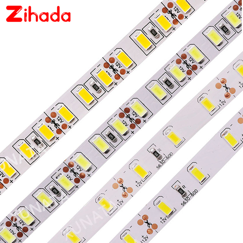 Tira de luces Led de 1m, 2m, 3m, 4m, 5m, 50cm, 12V CC, SMD 5630, 5730, 120Leds/m, Flexible, resistente al agua, luz blanca cálida ► Foto 1/6