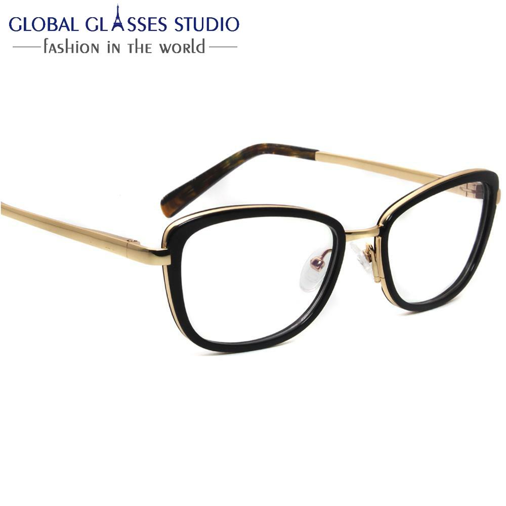 Montura de gafas de acetato de Metal de diseño de moda, montura de lectura de miopía para mujer, gafas de Oro Negro Demi gris FVG7110 ► Foto 1/6