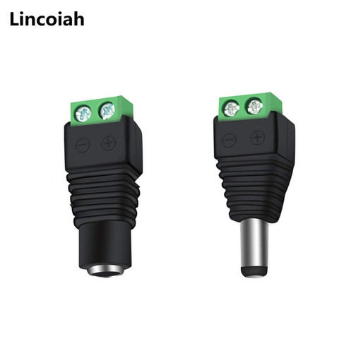 1pc hembra o macho conector DC 5,5*2,1mm adaptador de conector de Cable de enchufe para 3528/5050/5730 tira de led de luz CÁMARA DE CCTV ► Foto 1/5