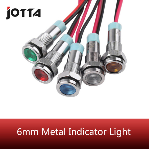 Metal de 6mm luz indicadora de LED impermeable lámpara de señal V 6V 12V 24v 220V/rojo/amarillo/azul/verde/blanco ► Foto 1/6