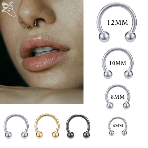 ZS-Piercing de nariz de acero inoxidable 316L Piercing de nariz de 14G y 16G, Piercing de la oreja, Helix, mujeres, hombres, anillos del septo, Piercing para el cuerpo, joyería ► Foto 1/6