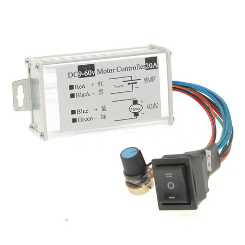 Controlador de velocidad del Motor controlador de regulador PWM, DC 9V 12V 24V 48V 60V 20A, controlador de velocidad hacia adelante y hacia atrás 0 ~ 100% ajustable ► Foto 1/6