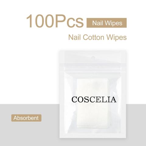 COSCELIA-toallitas sin pelusa para uñas acrílicas, toallita para uñas, toallita para limpieza de manicura, papel de algodón, 100 Uds. ► Foto 1/6