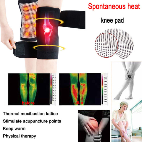 2 piezas turmalina auto calentamiento Kneepad terapia magnética soporte de rodilla turmalina calefacción Correa rodilla masajeador de la rodilla el cuidado de los huesos ► Foto 1/6