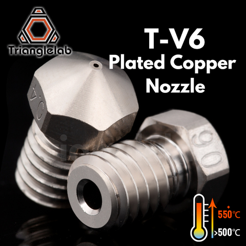 Boquilla DE COBRE chapada T-V6 trianglelab de alto rendimiento duradero antiadherente para impresoras 3D hotend M6 rosca para E3D V6 salida hotend ► Foto 1/4