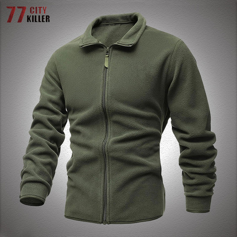 Chaquetas militares reversibles de forro polar para hombre, abrigos tácticos a prueba de viento para hombre, chaquetas de combate militares con cremallera de Color sólido ► Foto 1/6