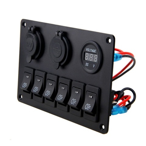 Interruptores de circuito de Panel de interruptor basculante LED marino para coche, Panel de Control de interruptor basculante de 12V y 6 botones a prueba de agua ► Foto 1/6