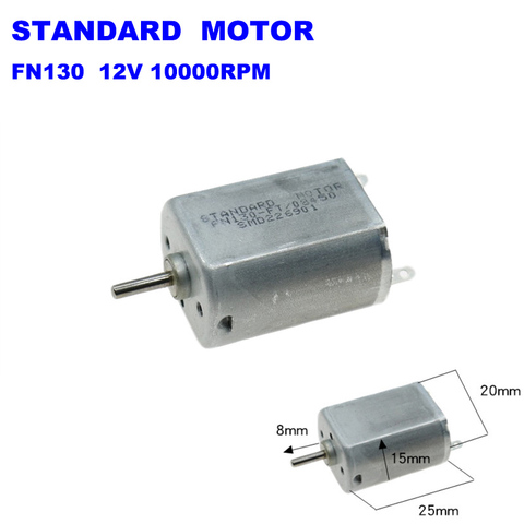 MOTOR estándar FN130-FT/08450, 12V, 10000RPM, Micro 15mm x 20mm, Mini Motor de CC de Metal, eje de 2mm para coche de juguete, modelo DIY ► Foto 1/1