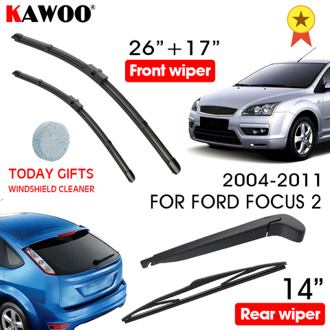 KAWOO-escobilla limpiaparabrisas de coche, limpiaparabrisas delantero y trasero, cuchilla para Ford Focus 2 Hatchback, accesorios para automóvil, estilo de año 2004 a 2011 ► Foto 1/6