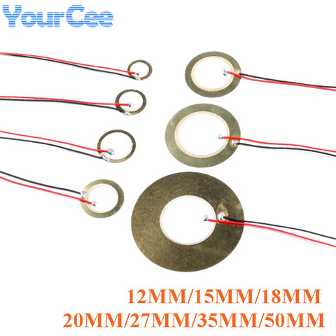 Placa de oblea de cerámica piezoeléctrica, Sensor de sonda de 12MM/15MM/18MM/20MM/27MM/35MM/50MM para altavoz del timbre, 10 Uds. ► Foto 1/6