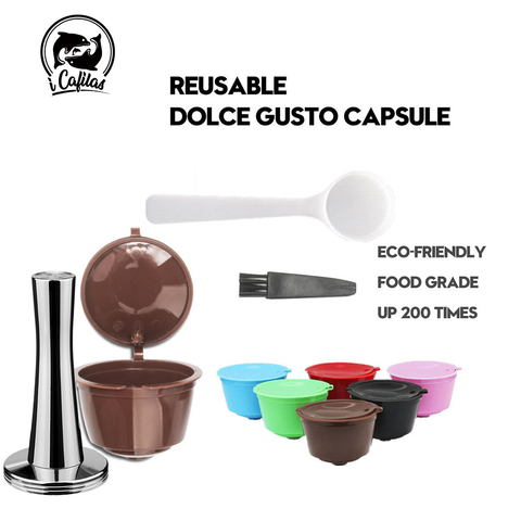 Cápsula de café reutilizable, filtros de Nescafé Dolce Gusto con malla de acero inoxidable, taza Dolce Gusto Pod para máquina de café, herramienta de compactador ► Foto 1/6