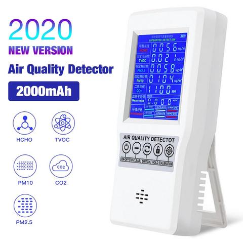 Formaldehído Pruebas precisas PM2.5 PM10 CO2 AQI Detector de oficina en casa en el interior de la herramienta de medición multifuncional Monitor de calidad del aire ► Foto 1/6