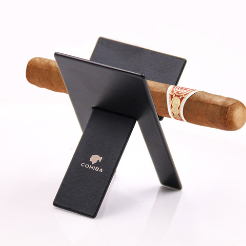 Soporte de cigarro plegable de acero inoxidable, Cenicero negro Cohiba, soporte de exhibición, accesorios para fumar, mercancías domésticas ► Foto 1/6