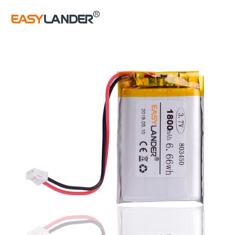 JST PH 2,0mm 2pin 3,7 V 1800mAh polímero de litio batería de LiPo de Arduino MKR100 tarjeta para MP3 DVD PAD Cámara GPS portátil 803450 ► Foto 1/6