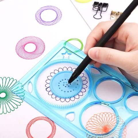 Rompecabezas interesante multifunción de pintura, Spirograph, regla de plástico de dibujo para niños, mejora la capacidad de inicio de trabajo, arte para niños ► Foto 1/6