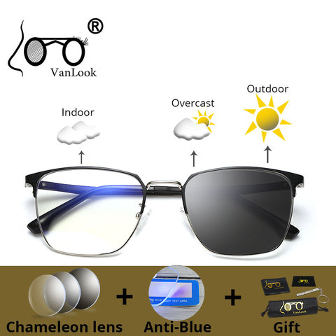 Gafas de sol fotocromáticas para hombres y mujeres, montura de lente camaleón con bloqueo de rayo de luz azul, UV400 ► Foto 1/6