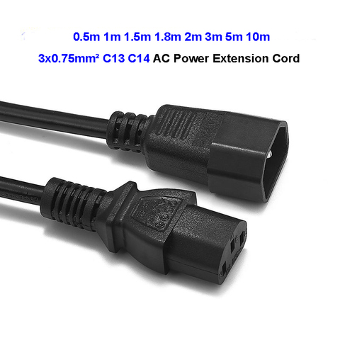 Luz de escenario de DJ IEC 320 C13 a C14 Cable de extensión de corriente AC 0,5 m 1m 6ft 3m 5m C13 C14 Cable de alimentación para PC Monitor de ordenador PDU UPS ► Foto 1/6