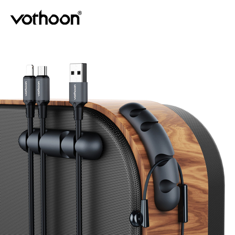 Vothoon nuevo Cable organizador de Cable USB de silicona Winder Cable Flexible de gestión de Clips titular del Cable para el ratón auricular ► Foto 1/6