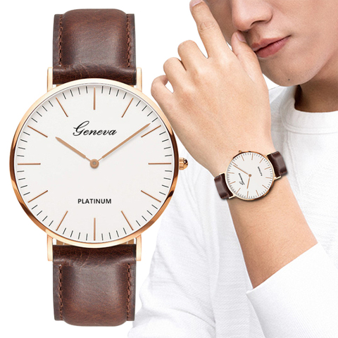 Reloj de pulsera ultradelgado de cuero para hombre, cronógrafo de cuarzo, informal, a la moda, sencillo, de negocios, de lujo, nuevo ► Foto 1/6