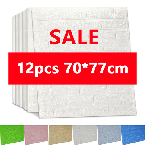 Pegatinas de pared 3D de imitación de ladrillo para decoración de dormitorio papel tapiz autoadhesivo impermeable para sala de estar, cocina, TV, fondo Decor70 * 77 ► Foto 1/6