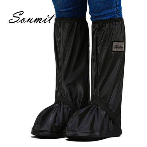 Soumit-cubierta impermeable para zapatos de lluvia, para motocicleta, ciclismo, hombre y mujer, botas reutilizables, Fundas protectoras ► Foto 1/6